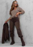 Bluse longsleeve z dekoltem w paski Lovely Autumn Beige-Schokoladenbraun