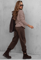 Bluse longsleeve z dekoltem w paski Lovely Autumn Beige-Schokoladenbraun
