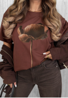 T-Shirt z nadrukiem Flower Memory Schokoladenbraun
