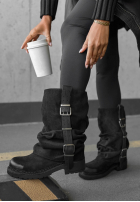 zamszowe Stiefel z klamrami Modern Way Schwarz