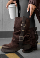 zamszowe Stiefel z klamrami Modern Way Schokoladenbraun