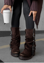 zamszowe Stiefel z klamrami Modern Way Schokoladenbraun