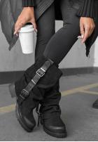 zamszowe Stiefel z klamrami Modern Way Schwarz