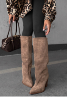 Lange zamszowe Stiefel na słupku Fall Style Schokoladenbraun