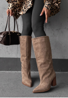 Lange zamszowe Stiefel na słupku Fall Style Schokoladenbraun