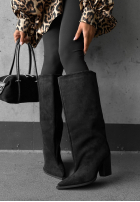 Lange zamszowe Stiefel na słupku Fall Style Schokoladenbraun