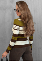 Prążkowana Bluse z kołnierzykiem w paski Cozy Moments Khaki