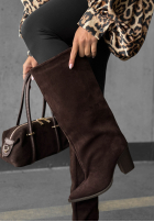 Lange zamszowe Stiefel na słupku Fall Style Schokoladenbraun
