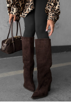 Lange zamszowe Stiefel na słupku Fall Style Schokoladenbraun
