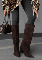 Lange zamszowe Stiefel na słupku Fall Style Schokoladenbraun