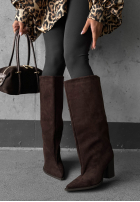 Lange zamszowe Stiefel na słupku Fall Style Schokoladenbraun