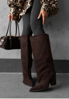 Lange zamszowe Stiefel na słupku Fall Style Schokoladenbraun