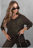 Bluse longsleeve z nadrukiem Golden Rossa Burgunderrot