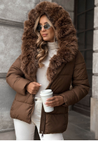 Krótka pikowana Jacke z futerkiem Frost Edge Schokoladenbraun