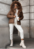 Krótka pikowana Jacke z futerkiem Frost Edge Schokoladenbraun