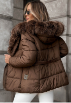 Krótka pikowana Jacke z futerkiem Frost Edge Schokoladenbraun