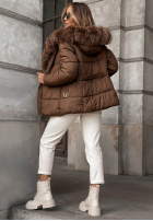 Krótka pikowana Jacke z futerkiem Frost Edge Schokoladenbraun