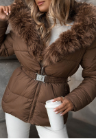Krótka pikowana Jacke z futerkiem Frost Edge Schokoladenbraun