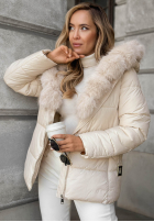 Krótka pikowana Jacke z futerkiem Frost Edge Schokoladenbraun