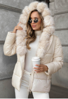 Krótka pikowana Jacke z futerkiem Frost Edge Schokoladenbraun