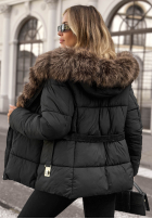 Krótka pikowana Jacke z futerkiem Frost Edge Schokoladenbraun