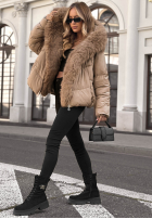 Pikowana Jacke z futerkiem Cloudy Morning Hell Beige
