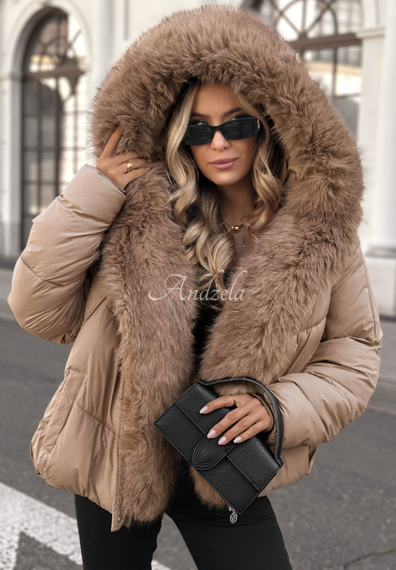 Gesteppte Jacke mit Kunstfell Cloudy Morning Beige