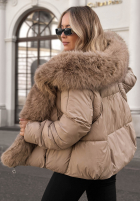 Pikowana Jacke z futerkiem Cloudy Morning Hell Beige