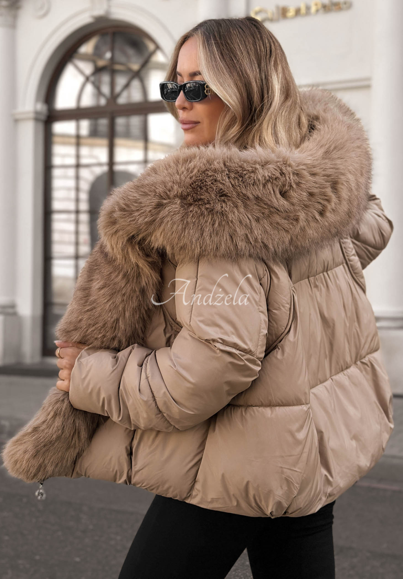 Gesteppte Jacke mit Kunstfell Cloudy Morning Beige