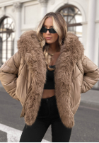 Pikowana Jacke z futerkiem Cloudy Morning Hell Beige