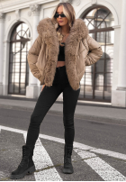 Pikowana Jacke z futerkiem Cloudy Morning Hell Beige
