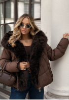 Pikowana Jacke z futerkiem Cloudy Morning Hell Beige