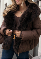 Pikowana Jacke z futerkiem Cloudy Morning Hell Beige