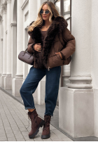 Pikowana Jacke z futerkiem Cloudy Morning Hell Beige