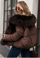 Pikowana Jacke z futerkiem Cloudy Morning Hell Beige