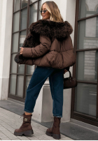 Pikowana Jacke z futerkiem Cloudy Morning Hell Beige