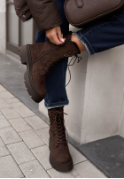 zamszowe Stiefeletten ze sznurowaniem Velvet Season Schokoladenbraun