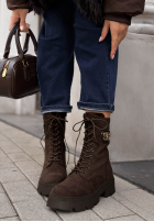 zamszowe Stiefeletten ze sznurowaniem Velvet Season Schokoladenbraun