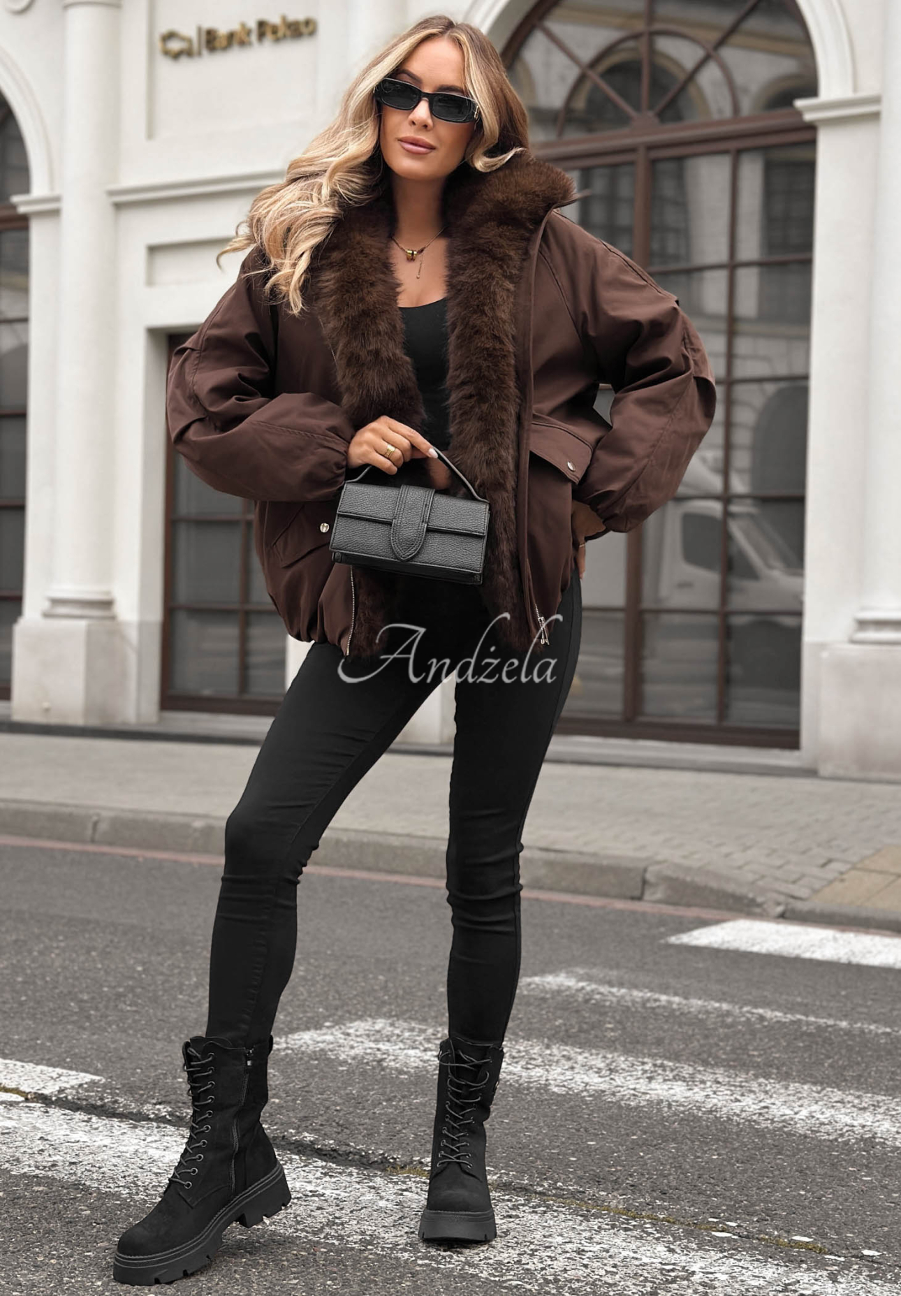 Oversize-Jacke mit Kunstfell Snow Angel Schokoladenbraun