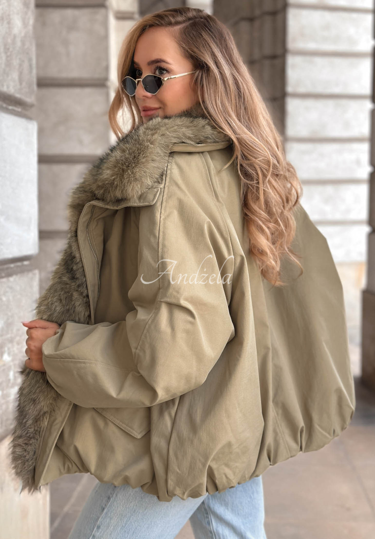 Oversize-Jacke mit Kunstfell Snow Angel Khaki