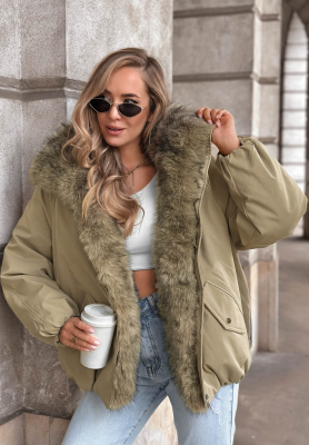 Oversize-Jacke mit Kunstfell Snow Angel Khaki