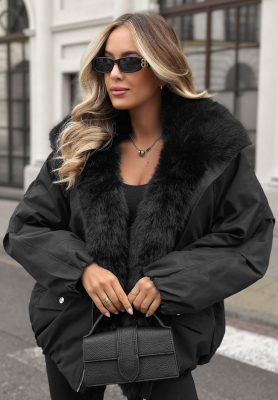 Oversize-Jacke mit Kunstfell Snow Angel Schwarz