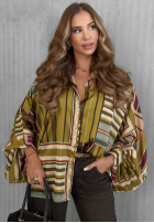 Hemd oversize w paski Soft Luxury Olivgrün