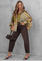 Hemd oversize w paski Soft Luxury Olivgrün