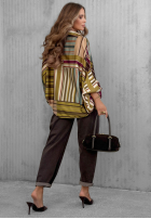 Hemd oversize w paski Soft Luxury Olivgrün
