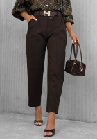 Hose mom fit z paskiem Still Morning Schokoladenbraun