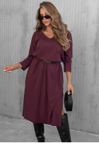 Bawełniana Kleid maxi z dekoltem w serek Daily Style Burgunderrot