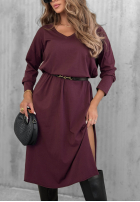 Bawełniana Kleid maxi z dekoltem w serek Daily Style Burgunderrot