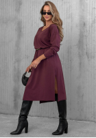 Bawełniana Kleid maxi z dekoltem w serek Daily Style Burgunderrot
