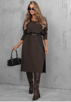 Bawełniana Kleid maxi z dekoltem w serek Daily Style Burgunderrot